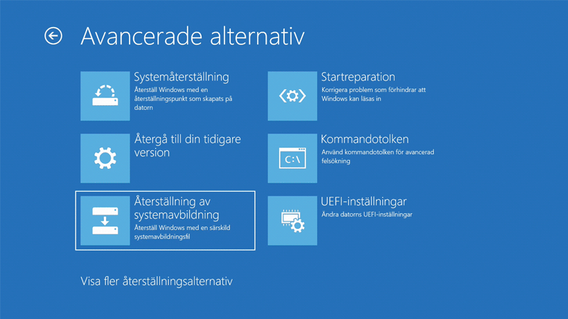 Återställning i Windows 10