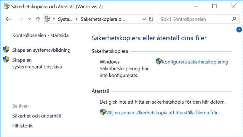 Kontrollpanelen i Windows 10