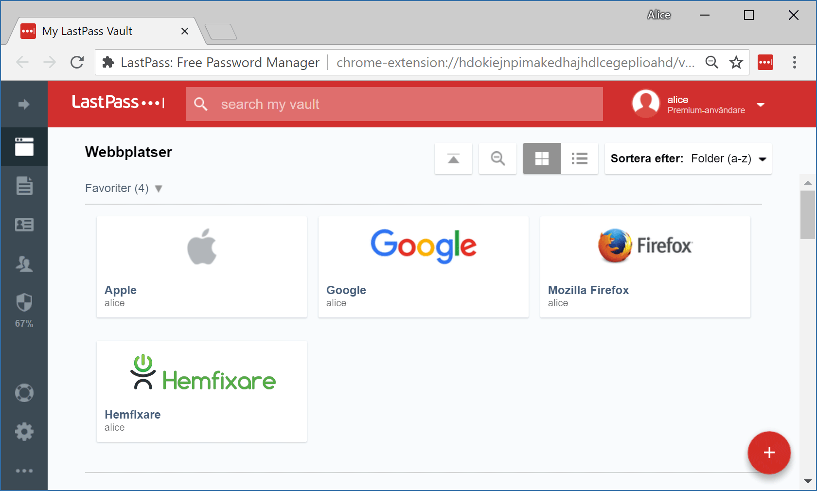 Våra lösenord till Apple, Google, Firefox och Hemfixare ligger i ett krypterat Lastpass-arkiv.