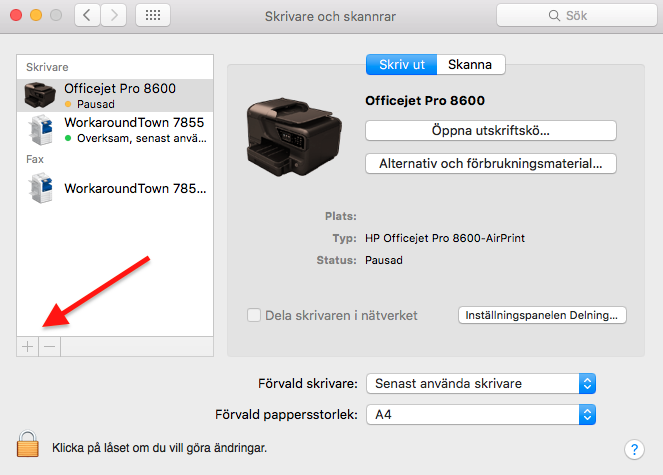 Lägga till skrivare Mac